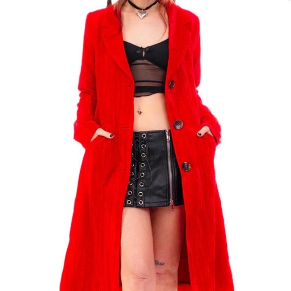 Elegant Red Trench Coat - Picture 1 of 5